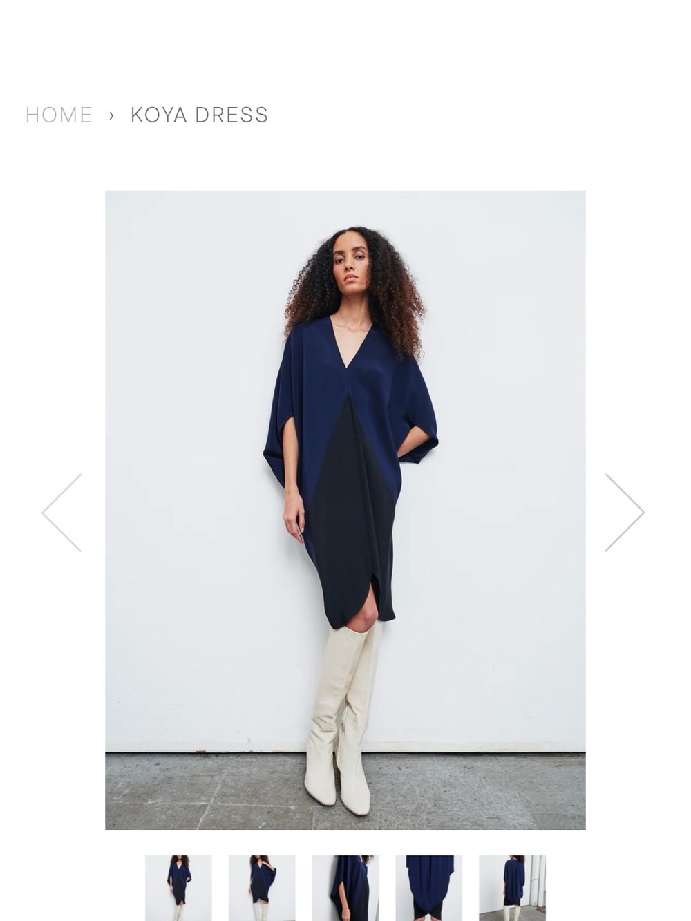 Zero + Maria Cornejo Koya Dress - Navy/Black V-Neck